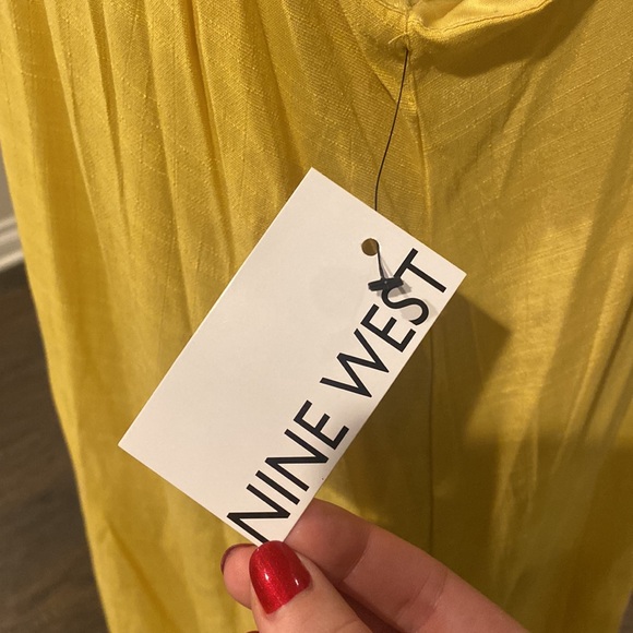 New With Tag Beautiful Nine West XL Double Lined Yellow Summer Tiered Maxi Dress - Picture 7 of 8